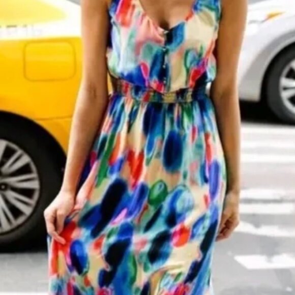 Maeve Dresses & Skirts - Anthropologie Watercolor Aloisia Silk Maxi Dress by Maeve  SZ 12